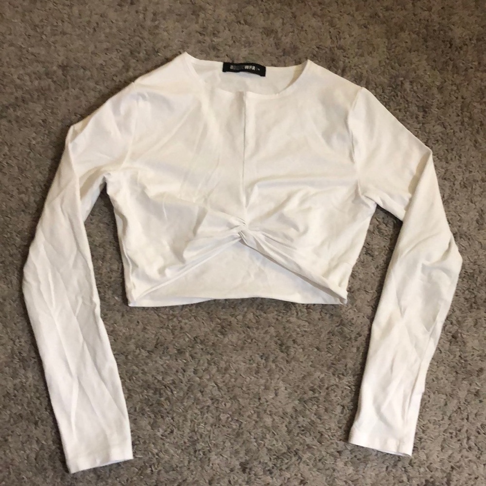 SDXWFA white long sleeve active wear crop